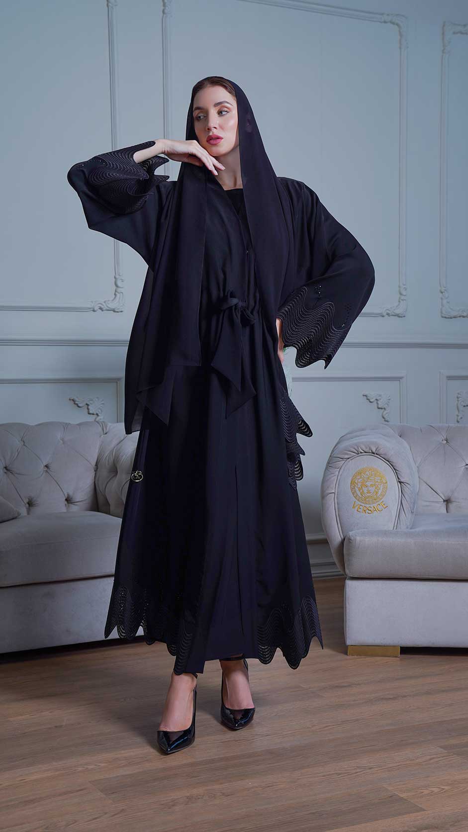 BELT ABAYA WITH LACE