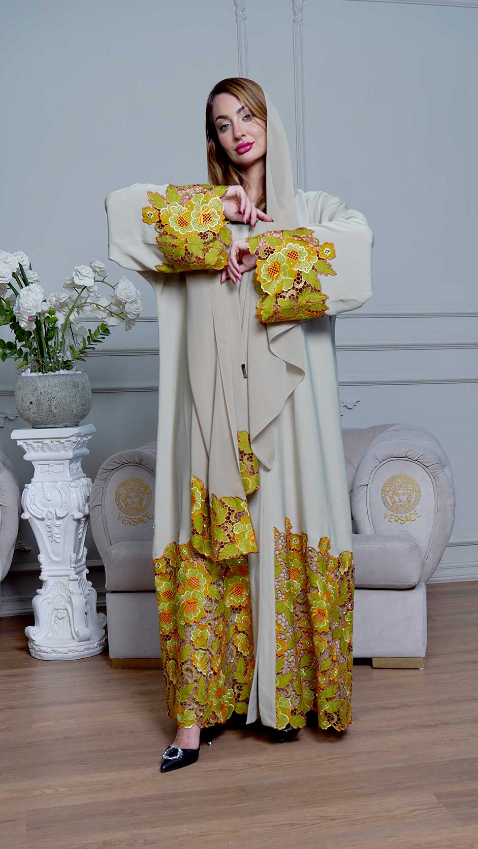 FLORAL DANTEL ABAYA